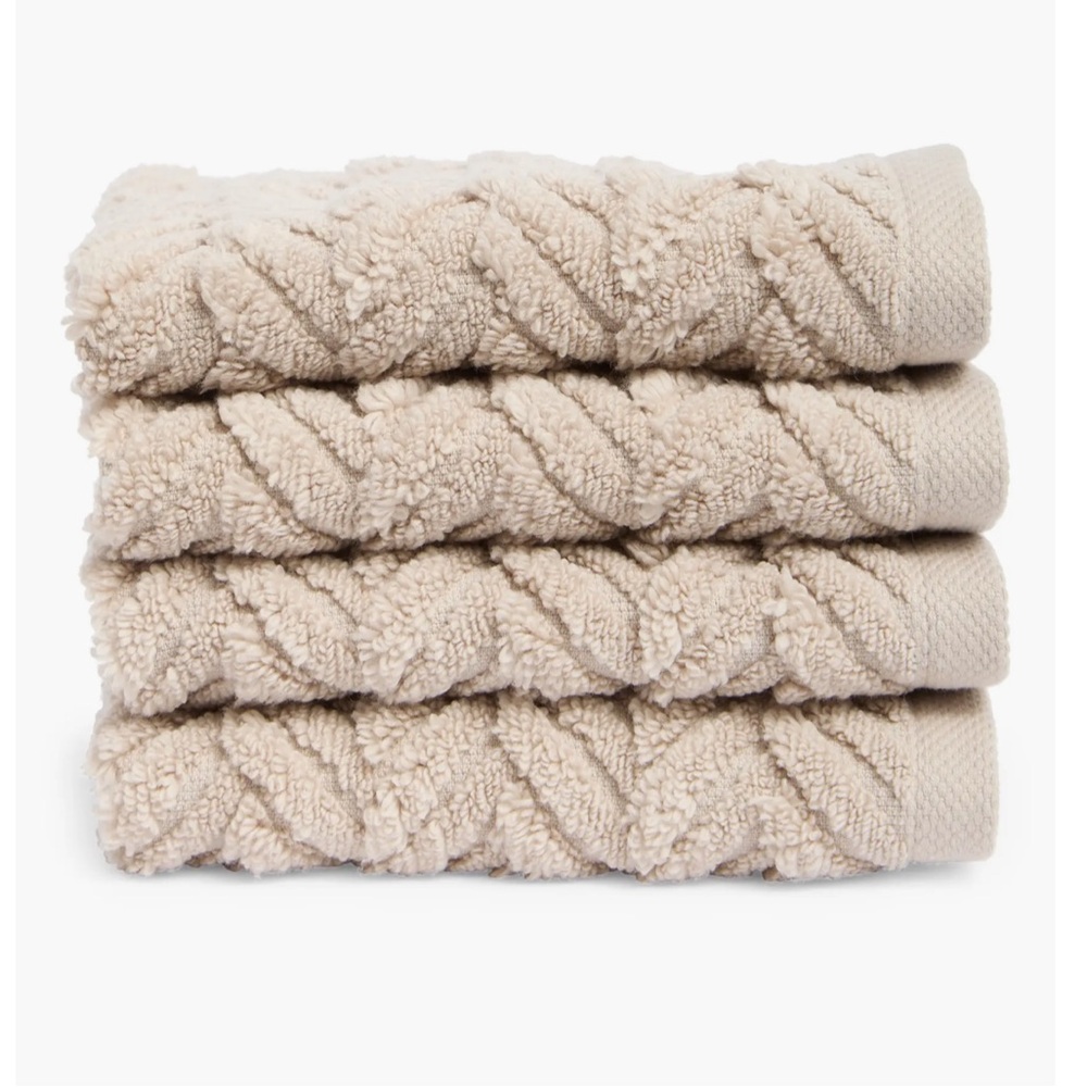 MATOUK SEVILLE SET OF TWO COTTON WASH CLOTHS  ALABASTER NWT - Picture 2 of 2